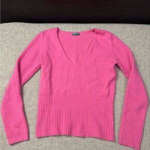 Benetton Pink V-Neck Women's Sweater